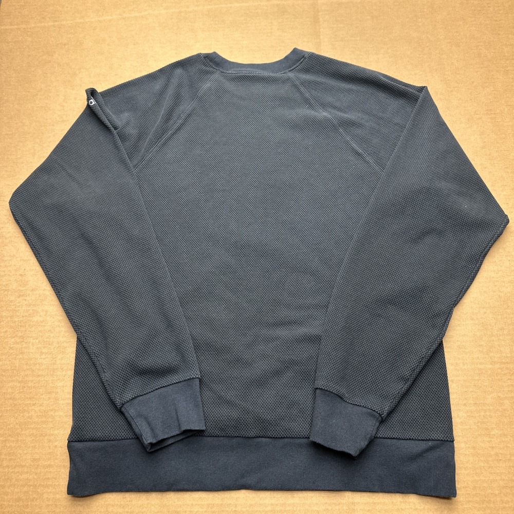 Alo Yoga Waffle Knit Crewneck Shirt Mens Sz L Black Long Sleeve Pullover Thermal - Picture 3 of 6